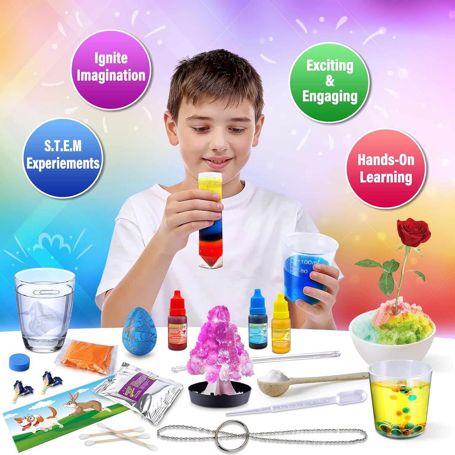 50+ Lab Experiment Science Kit for Kids Chemistry Set S.T.E.M Toys | Magic, Volcano, Crystal Growing, Hands-On
