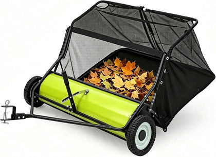 50 in Lawn Sweeper Tow Behind, 28 Cu. ft Large Hopper Leaf & Grass Collector, Heavy Duty Pull Behind Yard Sweeper