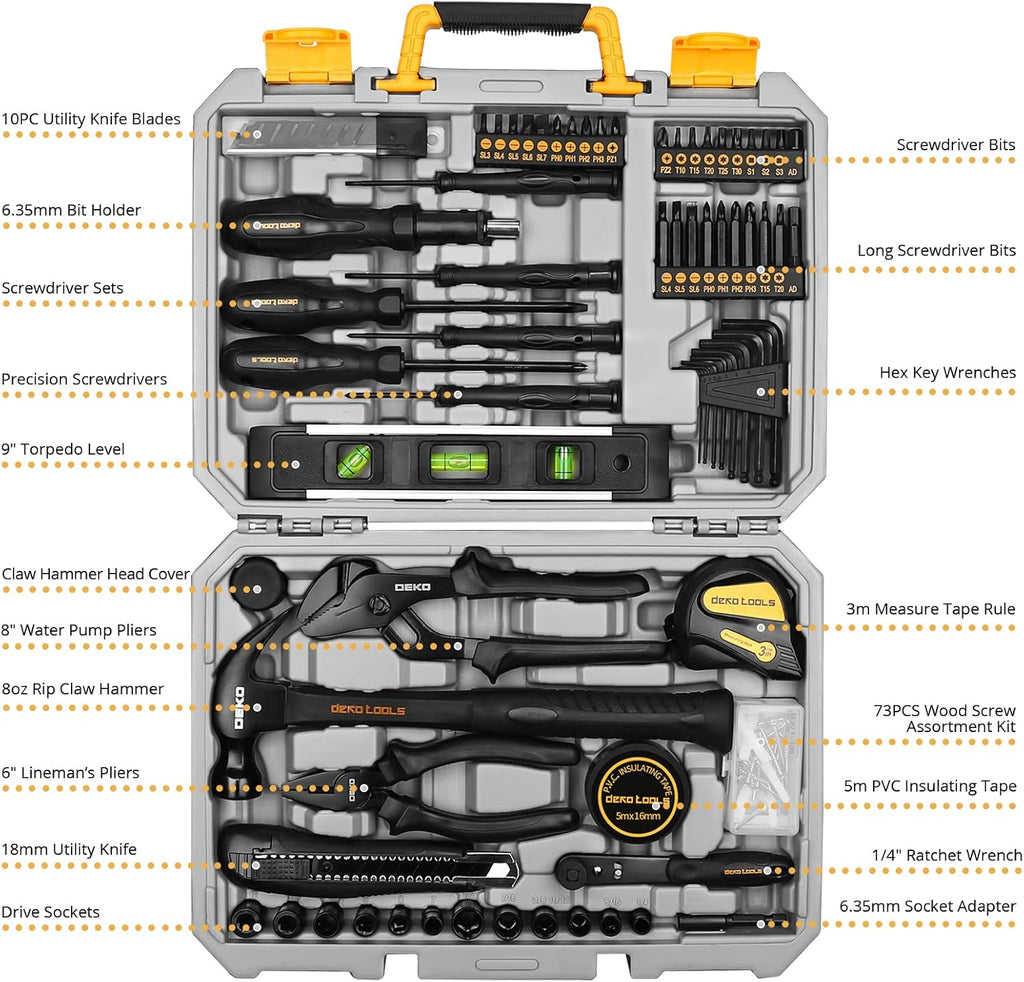 150 Piece Tool Set, General Household Hand Tool Kit, Home Repair Tool Kit with Plastic Toolbox Storage Case for DIY