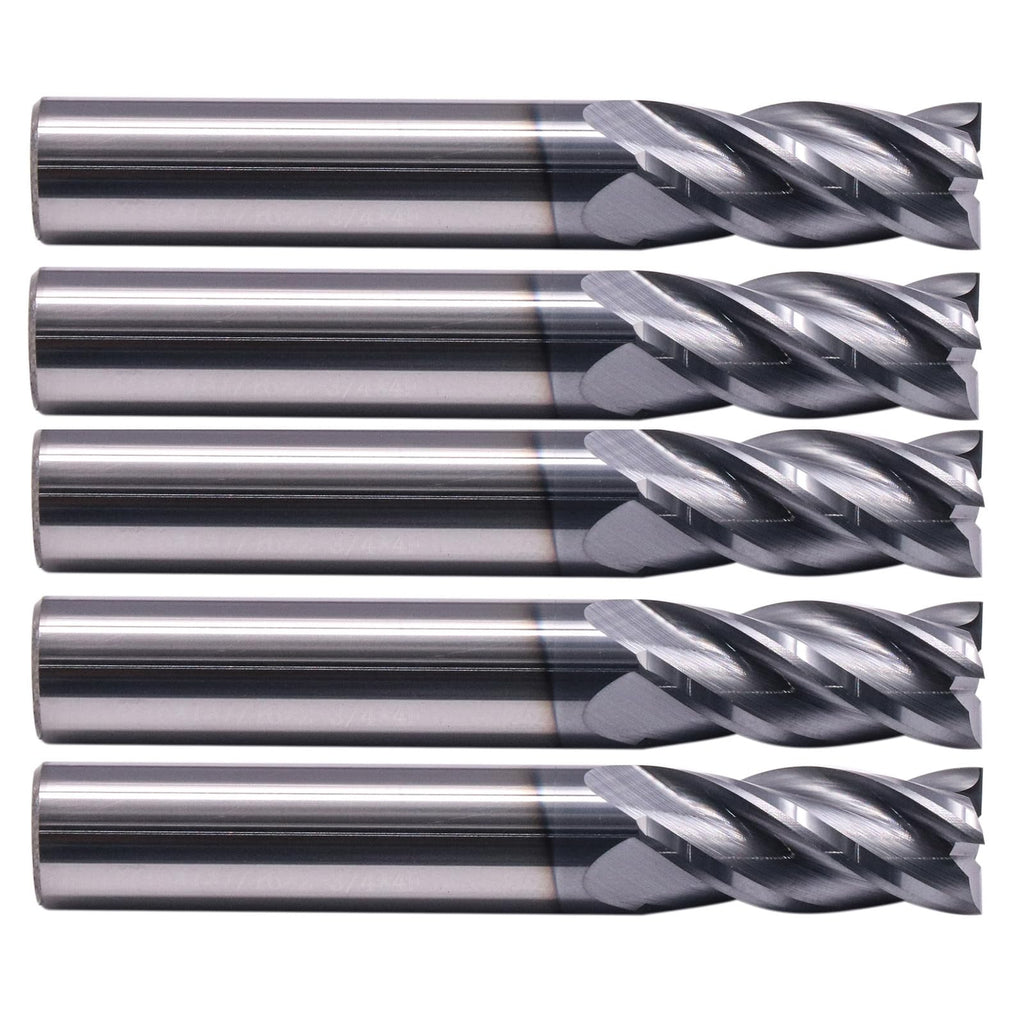 SEFHLI 4 Flute Solid Carbide Square End Mill Set(5Pcs, 7/16"), AlTiN Coated