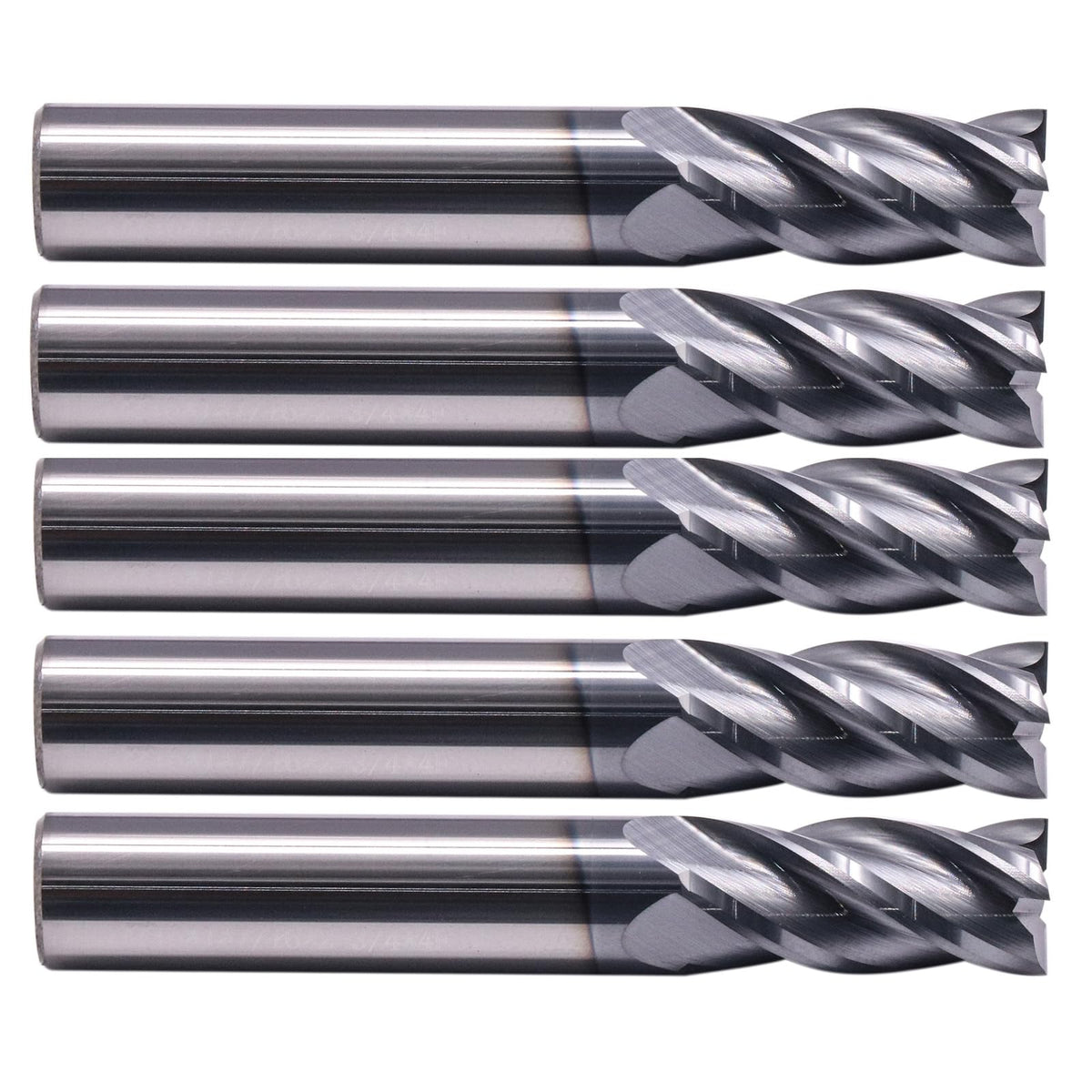 SEFHLI 4 Flute Solid Carbide Square End Mill Set(5Pcs, 7/16"), AlTiN Coated