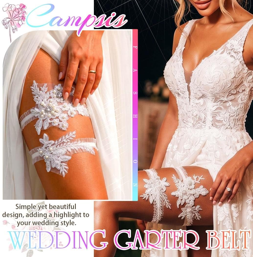 Wedding Garter for Bride White Pearls Garter Belt for Women