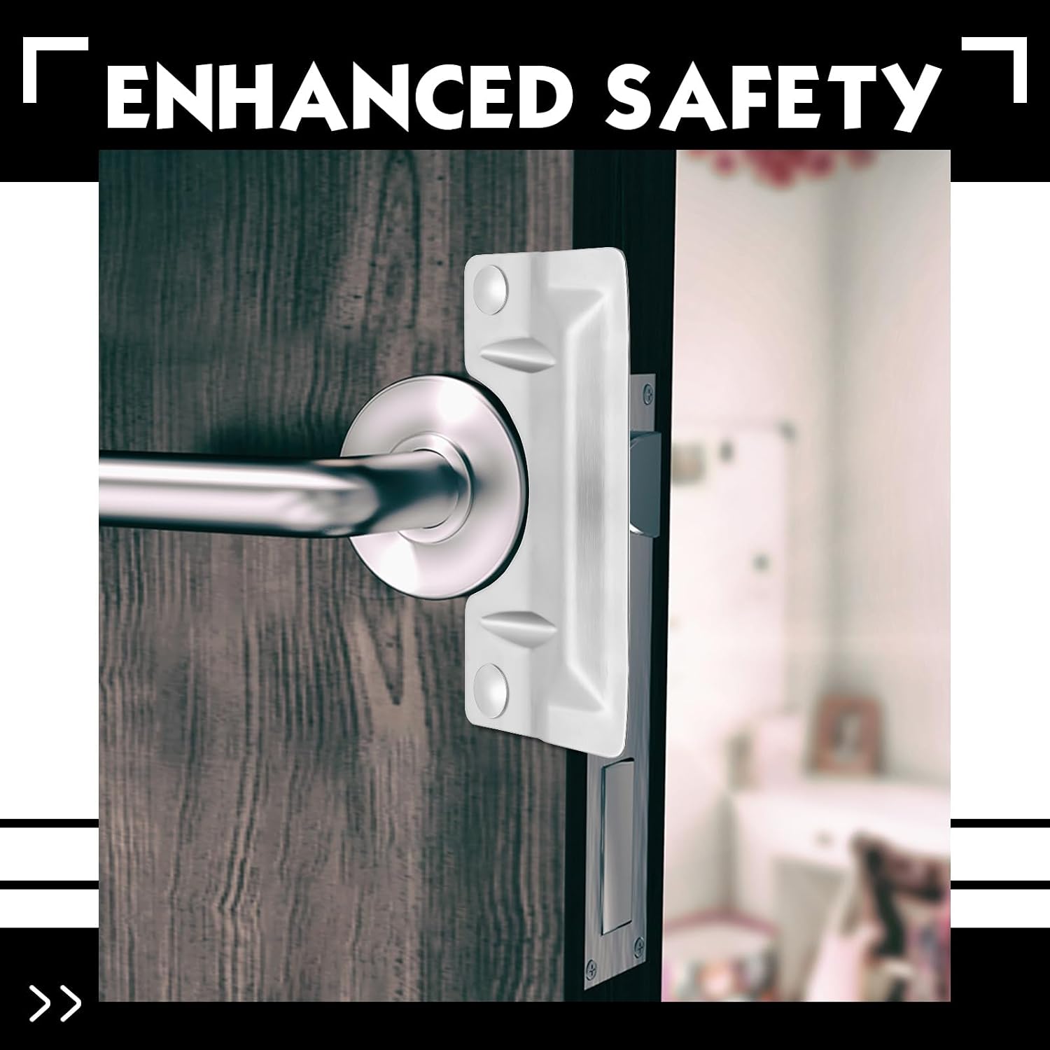 2 Pcs Door Latch Guard Stainless, Reinforcement Ribs Style, Silver | 3" x 7'' Door Latch Cover, Door Security Plate