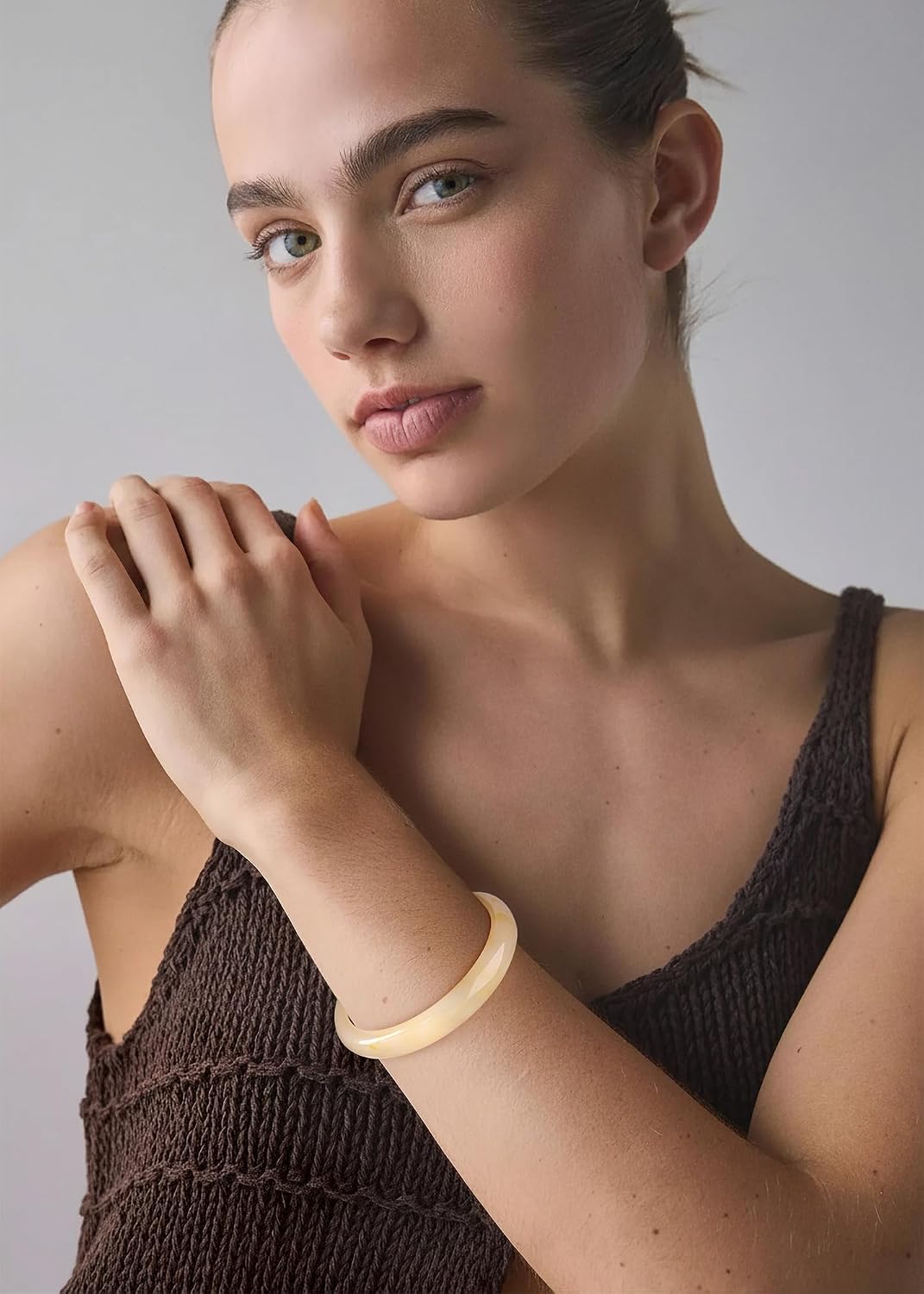 Colorful Resin Acrylic Bangle Bracelets for Women Geometric Chunky Mottled Acetate Resin Bangles Wide Acrylic Plastic