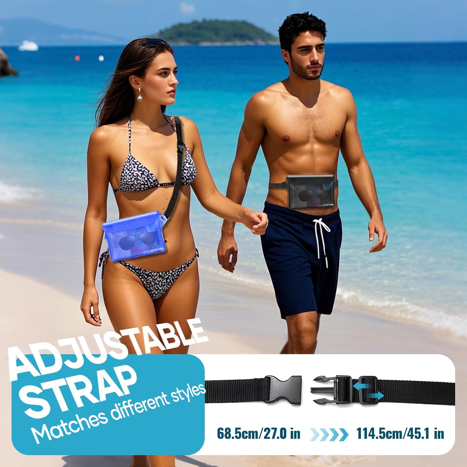 Waterproof Bag Fanny Packs for Women, Cruise Vacation Essentials Waterproof Pouch for Phone Passport Purse, Floating
