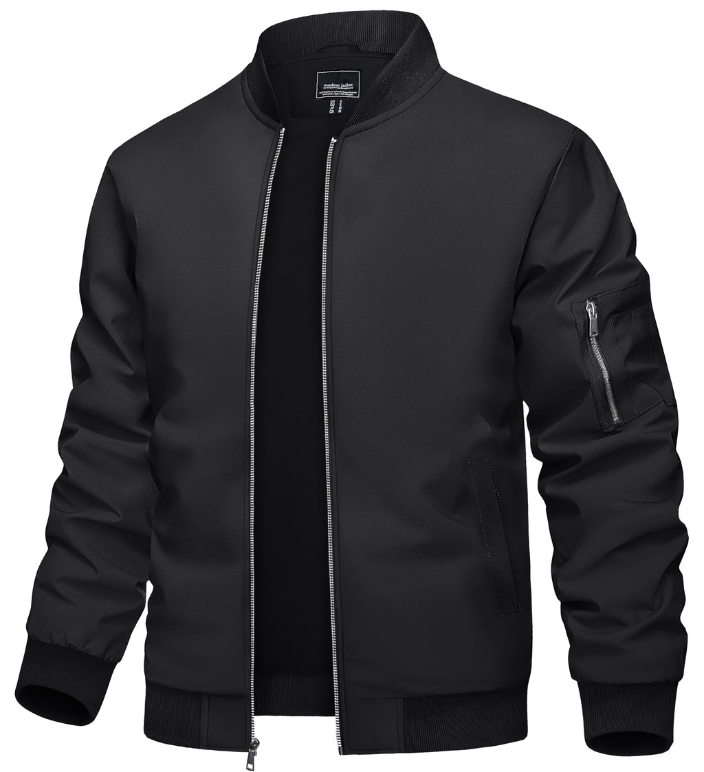 Bomber Jacket Men Black Jacket Casual Mens Jackets Casual Stylish Lightweight Mens Windbreaker Jackets Lightweight