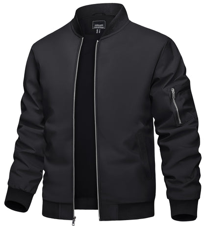 Bomber Jacket Men Black Jacket Casual Mens Jackets Casual Stylish Lightweight Mens Windbreaker Jackets Lightweight