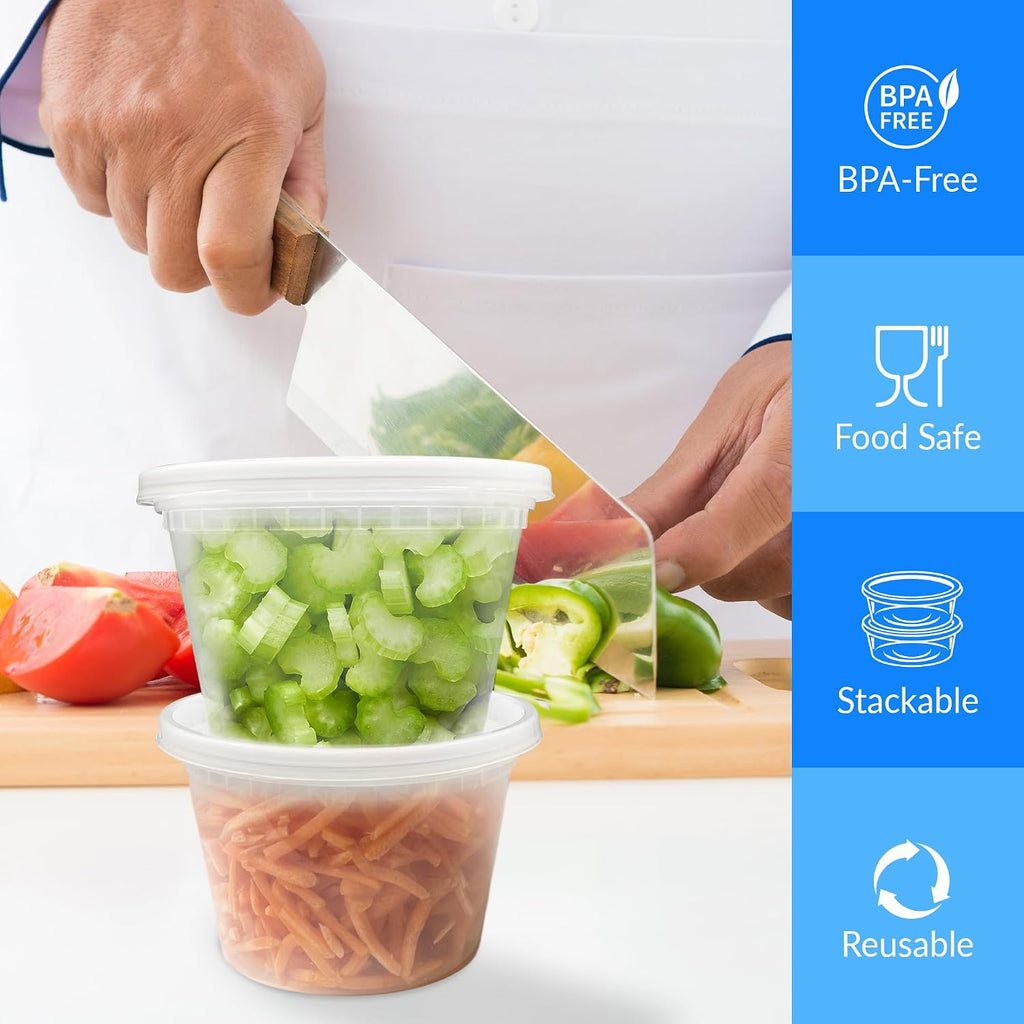 Leak-Proof Deli Containers 25 Sets, 16 oz | Meal Prep & Food Storage