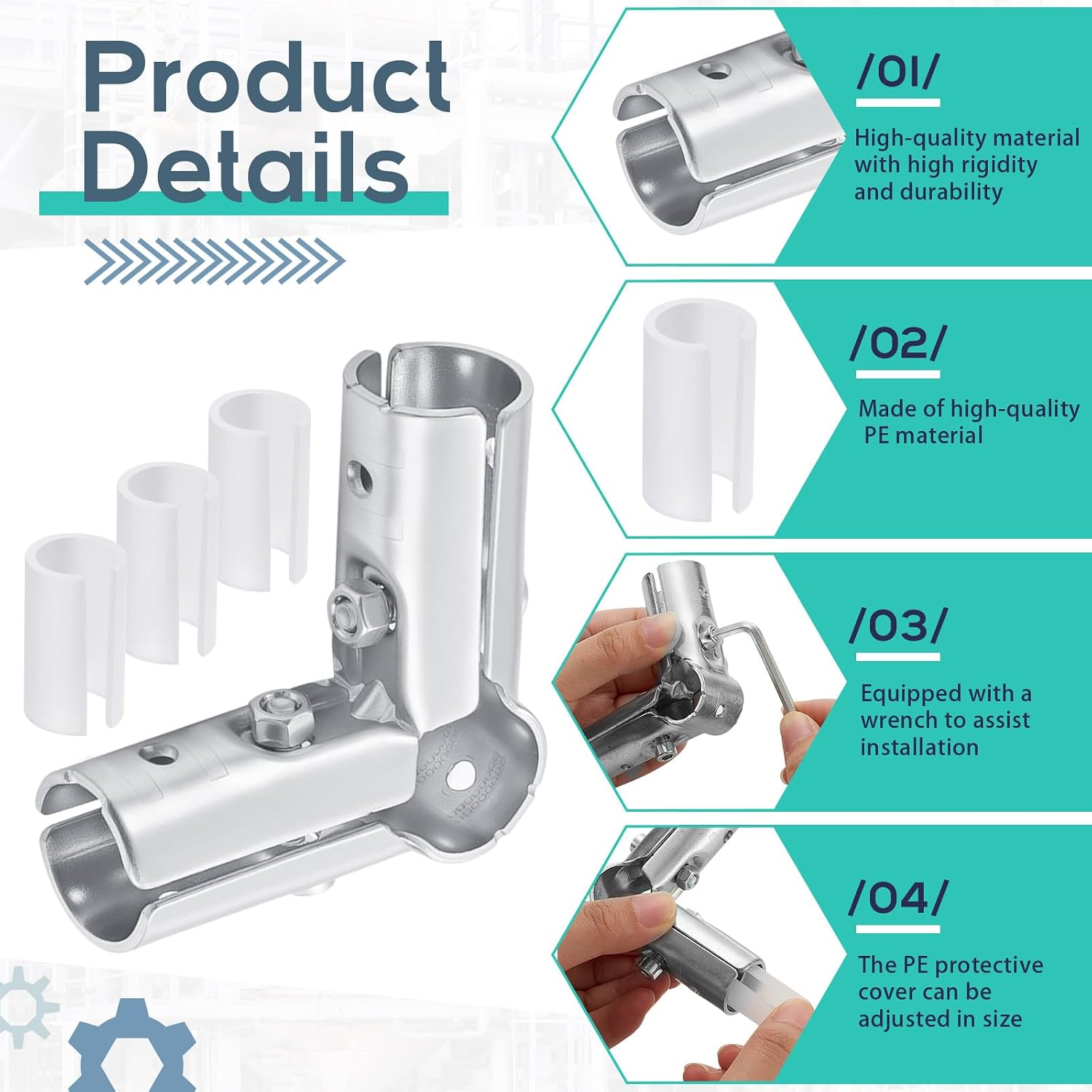 20 Set 90 Degree Pipe Connector Clamps Pipe Connector Tee Clamp Fittings Bulk Fit OD 19.1 mm Stainless Steel Pipe