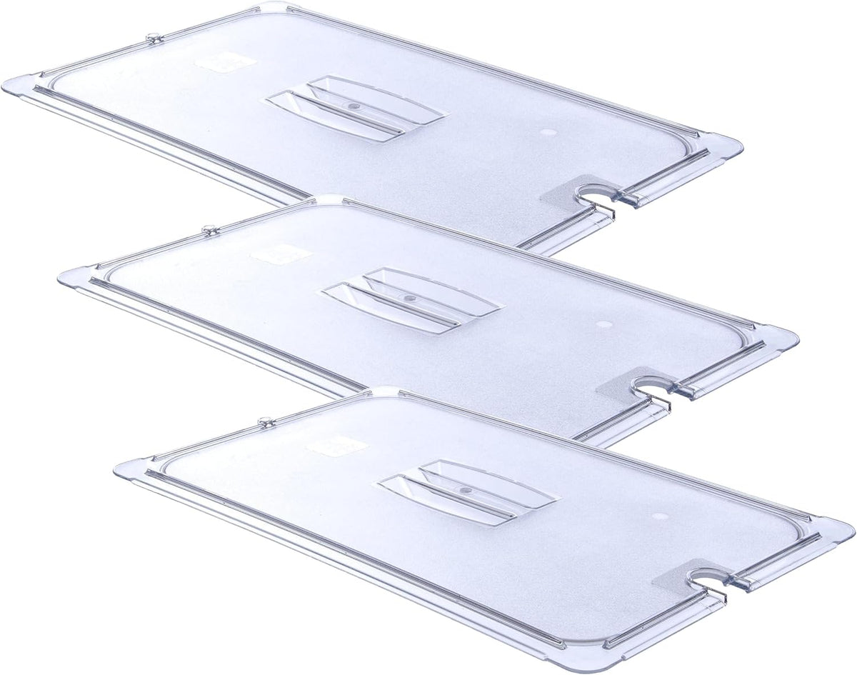 Storplus Full-Size Plastic Food Pan Lid with Notched Handle for Catering, Buffets, and Restaurants, Polycarbonate