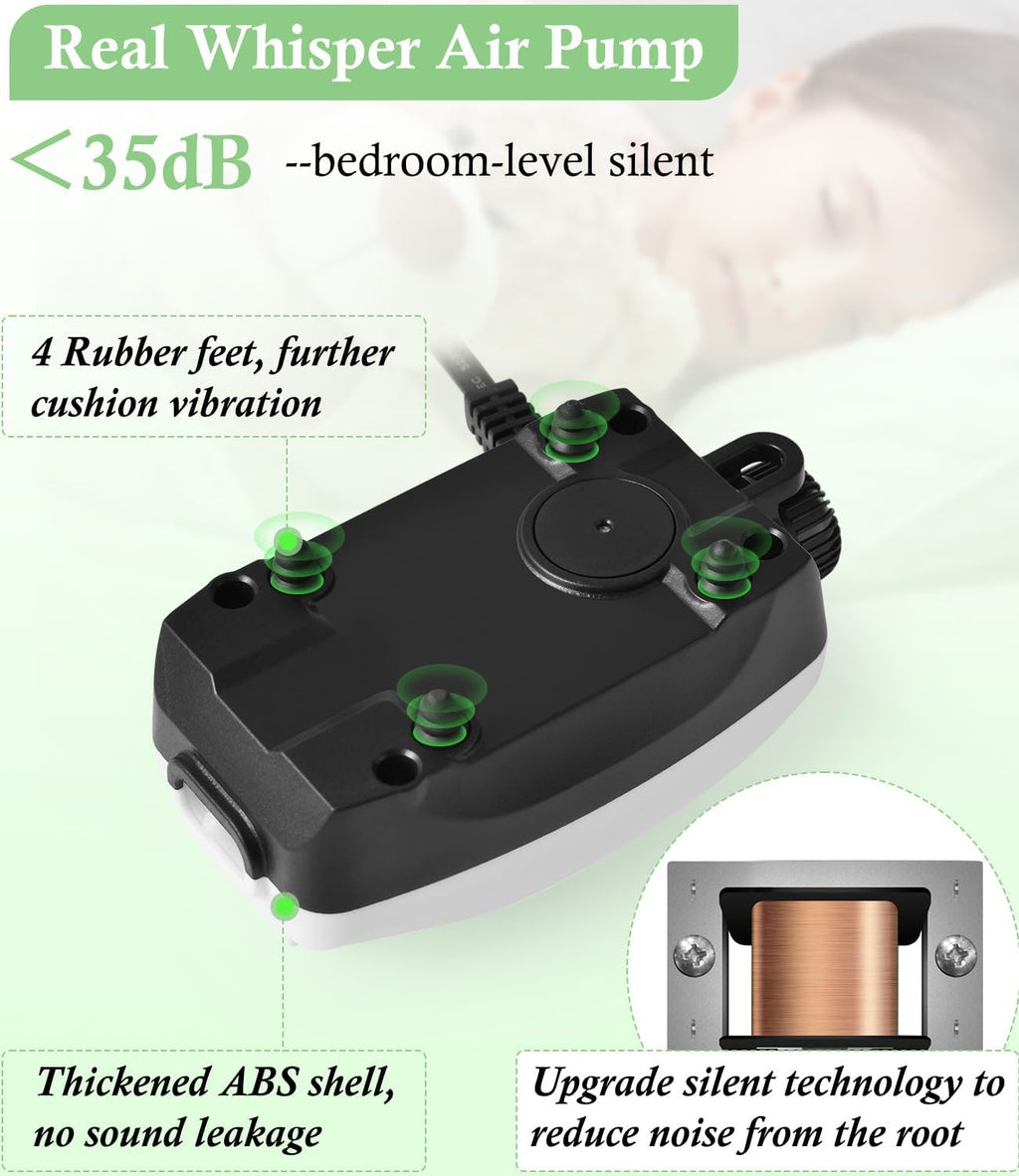 Upgraded 2W Adjustable Single Outlet Aquarium Air Pump, 44GPH Mini Quiet Fish Tank Aerator with Accessories, Oxygen
