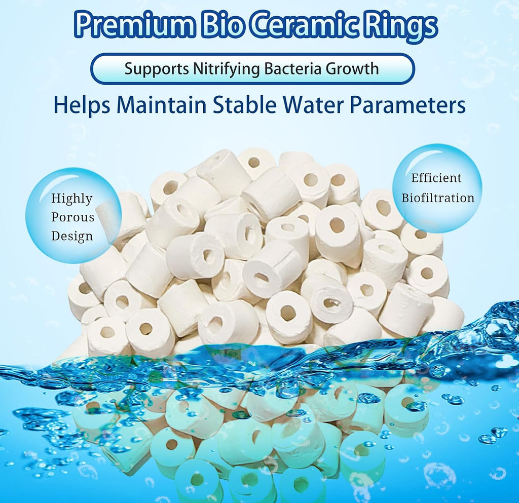 Aquarium Bio Ceramic Rings 2 lbs Filter Media for Pond Canister Reef Tank