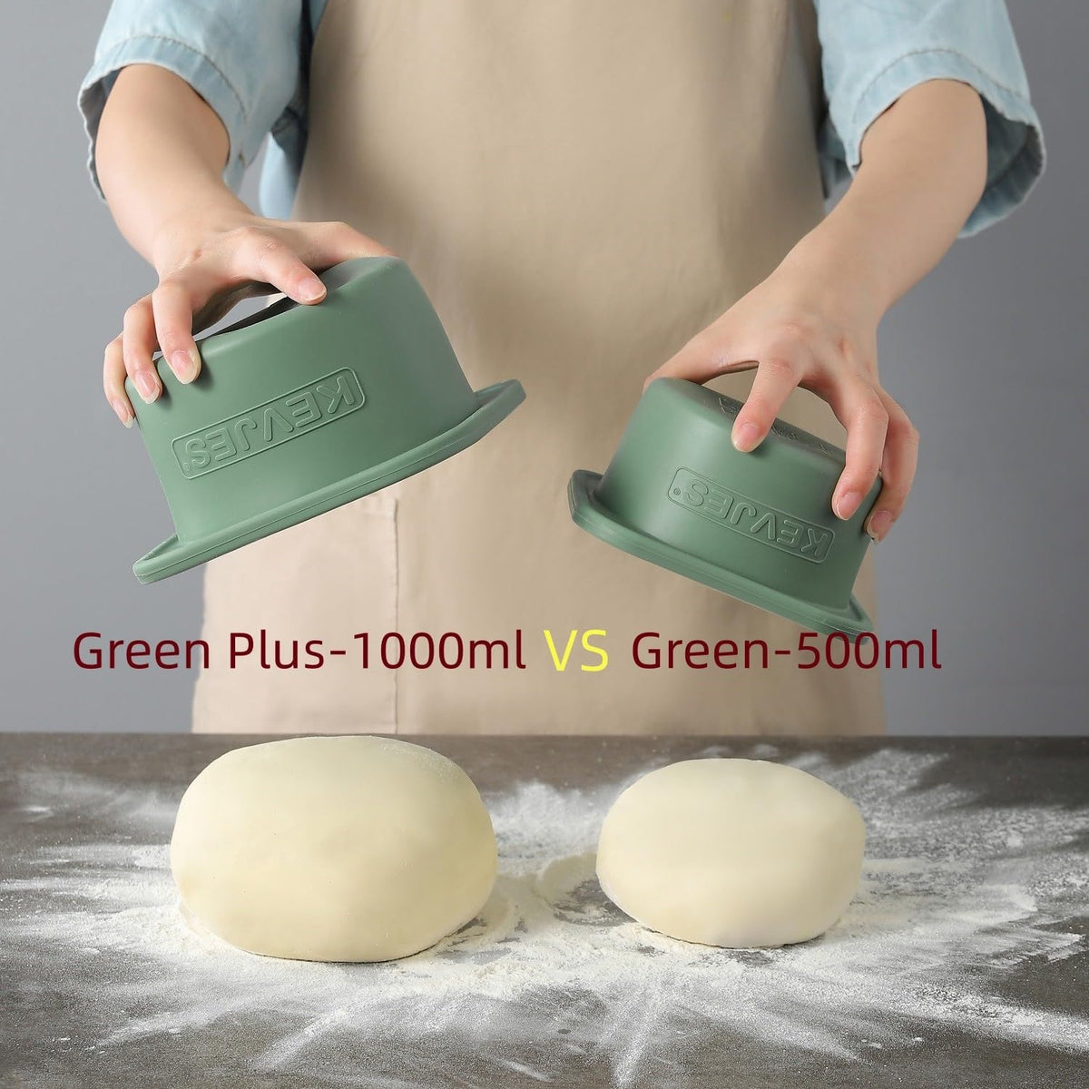 PLUS 1000ml Pizza Dough Proofing Containers, 2-Pack, Green
