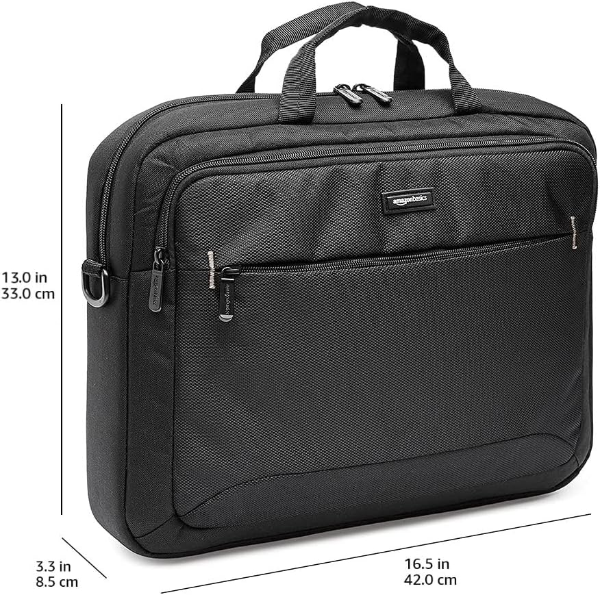 15.6 in Laptop Bag with Shoulder Strap and Handle, Large Capacity, Spacious Compartments, Black