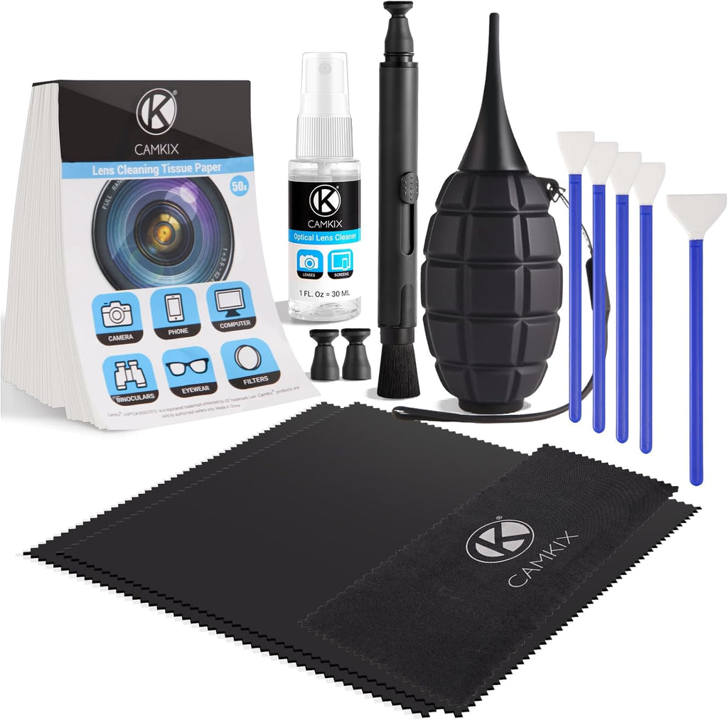 14-in-1 Camera Lens Cleaning Kit - Includes Advanced Large Silicone Air Blower, 2in1 Lens Cleaning Pen, Dry Swabs