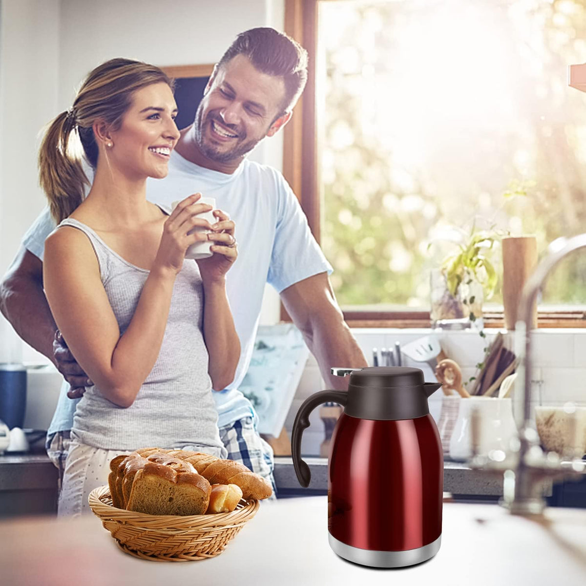 54oz Thermal Coffee Carafe, Stainless Steel Insulated Vacuum Coffee Carafes