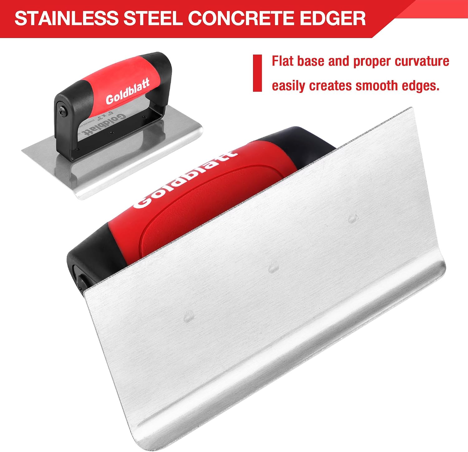 Concrete Tools Include Edger (6" x 3", 1/4"R) and Groover (6" x 3", 1/2"W, 1/2"D), Stainless Steel Concrete Finishing