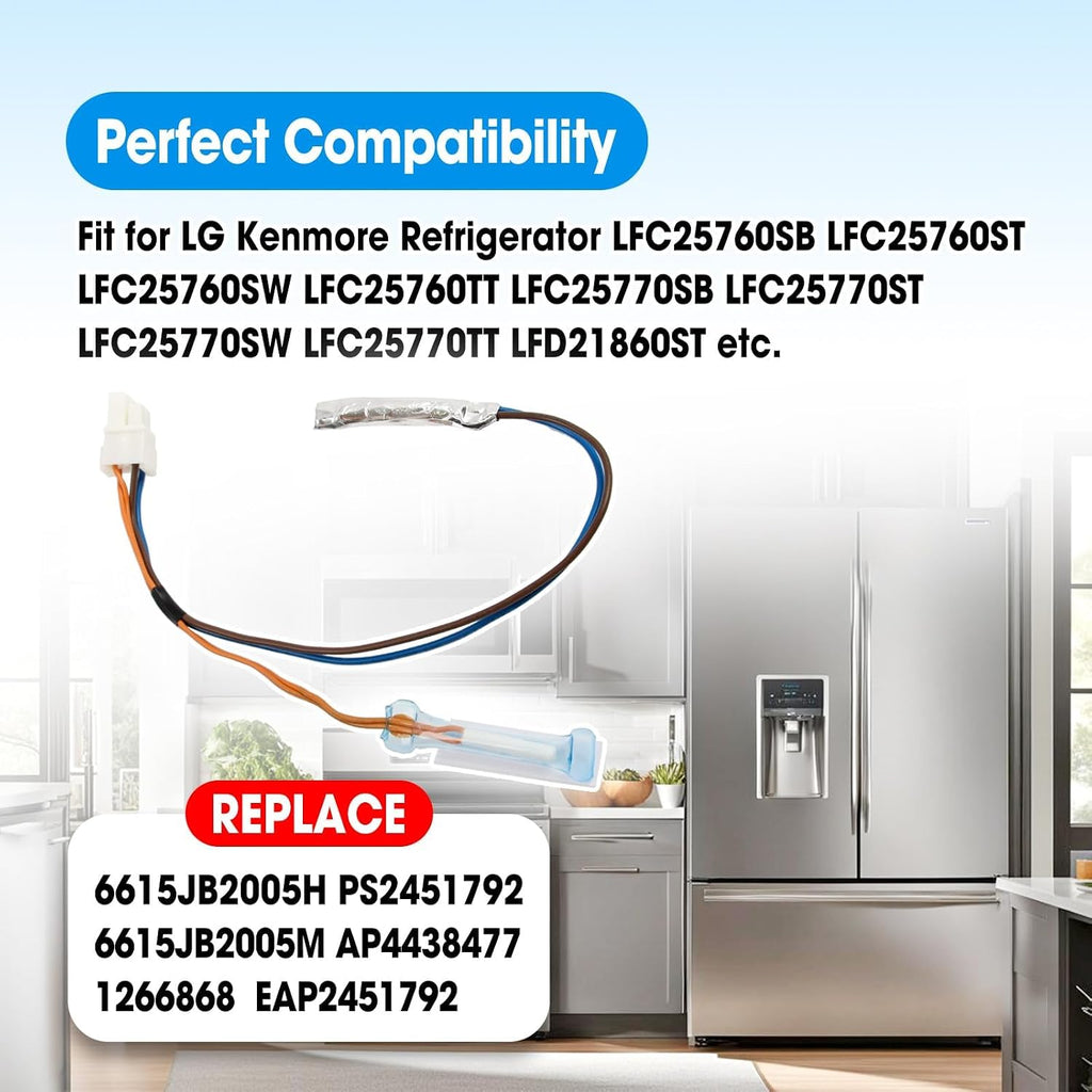 1266868 Refrigerator Defrost Temperature Sensor Assembly Fit for LG Kenmore