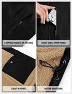 Men's Winter Casual Vest Sherpa Fleece lined Warm Lightweight Black M
