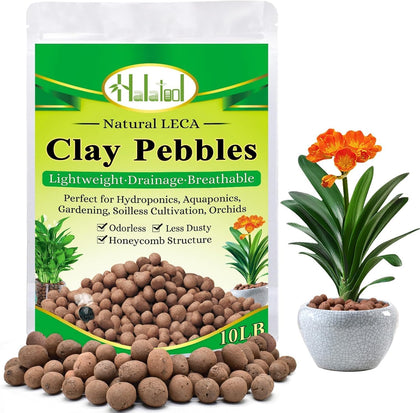 10LB Leca Clay Pebbles for Plants, 4-16mm Hydro Balls for Drainage | Reusable Expanded Clay Pebbles, Natural Clay for