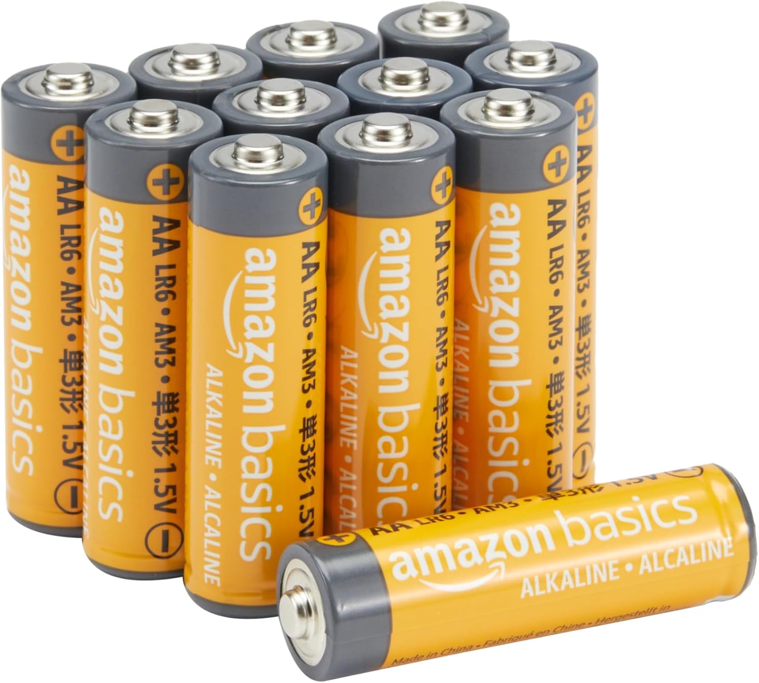 12-Pack AA Alkaline Batteries, 1.5 Volt, Long Lasting Power, 10-Year Shelf Life