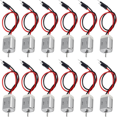 12 Pack 1.5V-6V Type 130 Miniature DC Motors with Male Dupont Jumper Wire for Arduino Hobby Projects DIY