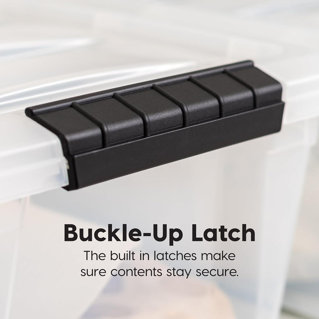 72 QT Plastic Storage Box with Lid and Latches - 4 Pack - BPA-Free, See-Through Organizing Solution, Durable Nestable