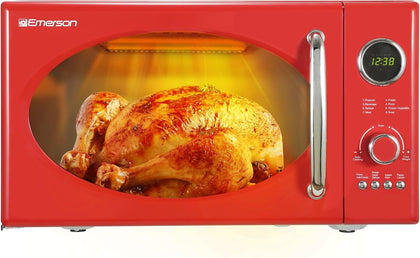 MWRG0901RD 0.9 Cu. Ft. Retro Microwave with 1,000W Grill Function, 800W Cooking Power, LED Display, 5 Power Levels, 8