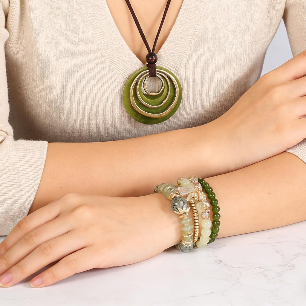 Western Jewelry Sets for Women Boho Jewelry, Layer Bohemian Necklace Earrings Bracelet, Cowgirl Accessory Rodeo