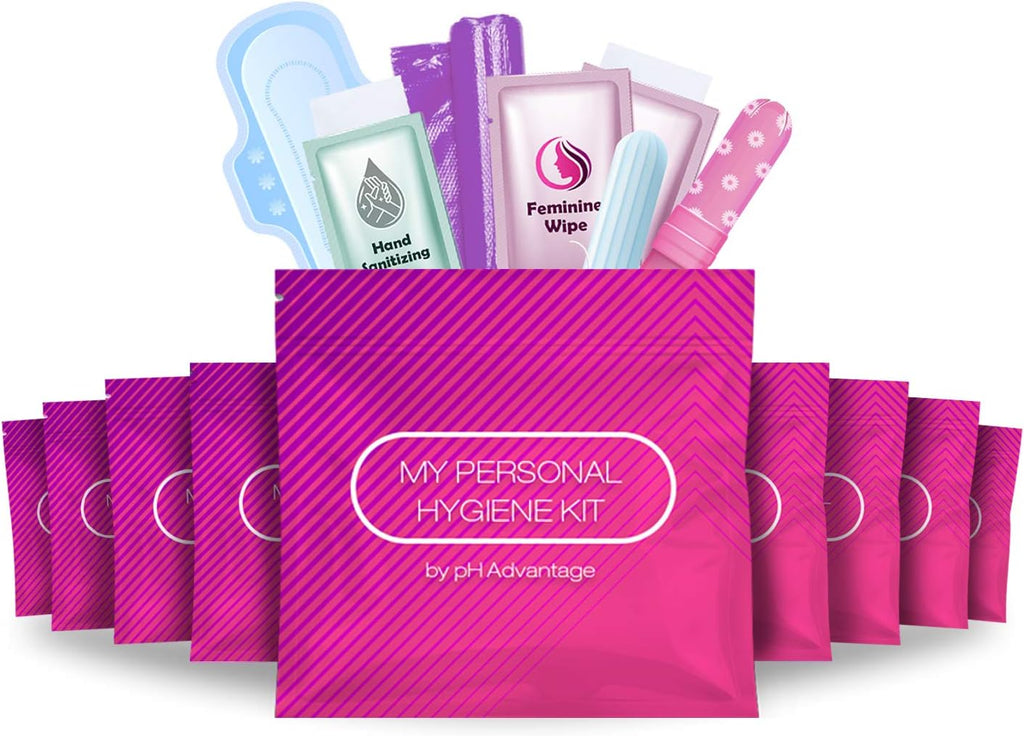 Pink Style Menstrual Kit All-in-One 10 Pack | Convenience on The Go | Period Kit Pack for Travelling, Tweens &