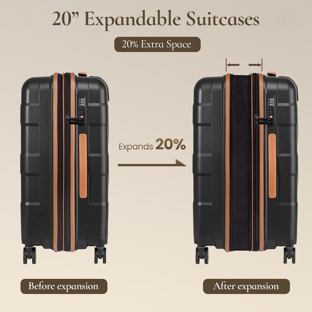 Luggage Sets 3 Piece with Spinner Wheel, Hardside Suitcase Set with TSA Lock, Expandable Lightweight Travel Luggage