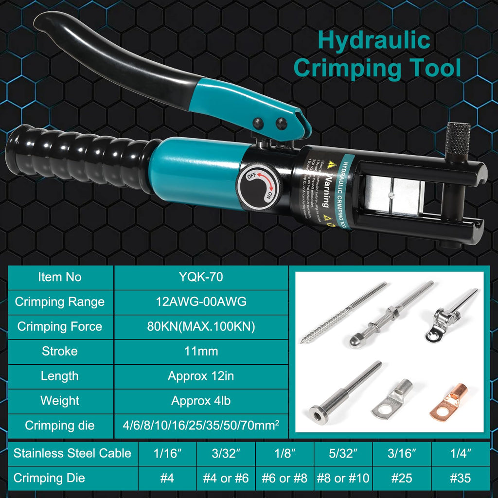 Brileine 10 Tons Hydraulic Crimping Tool and Cable Cutter