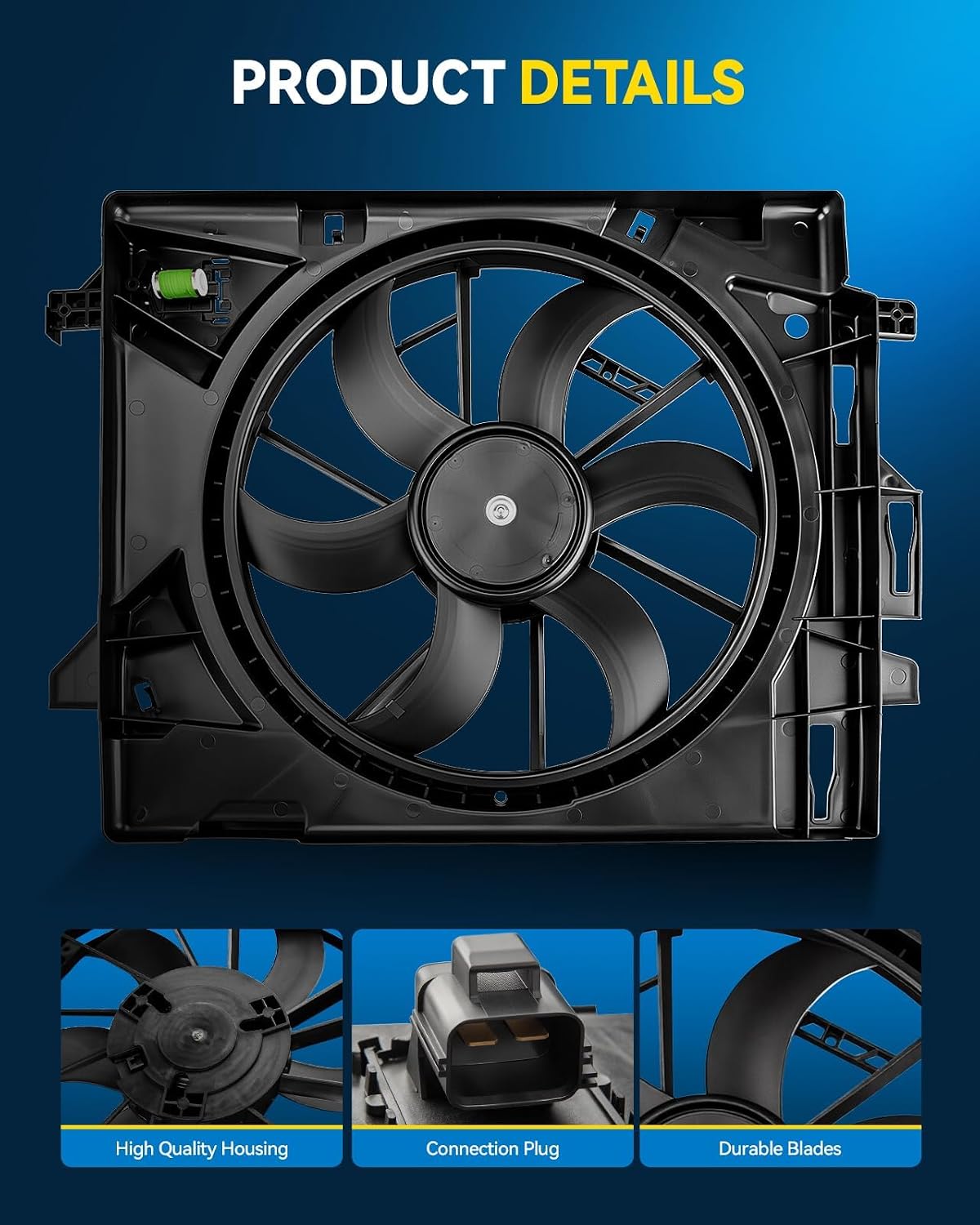 PHILTOP Radiator Cooling Fan Assembly for 2009-2010 Charger 2.7/3.5/6.1L