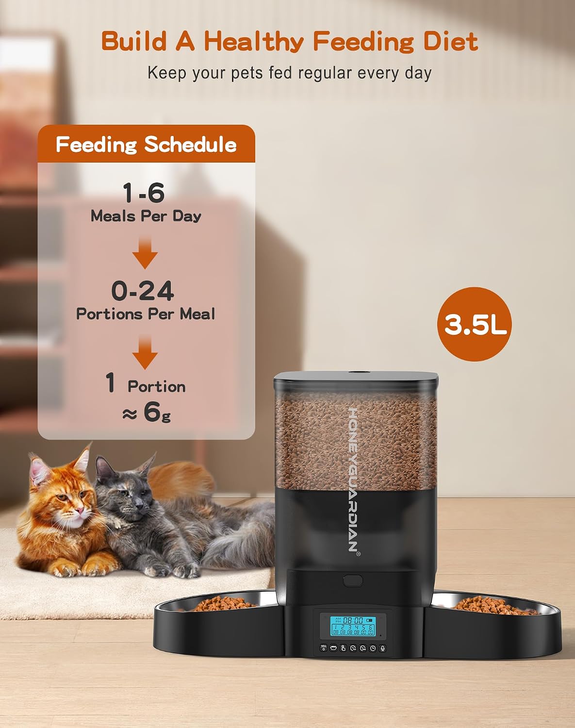 Automatic Cat Feeder for 2 Cats,Cat Food Dispenser