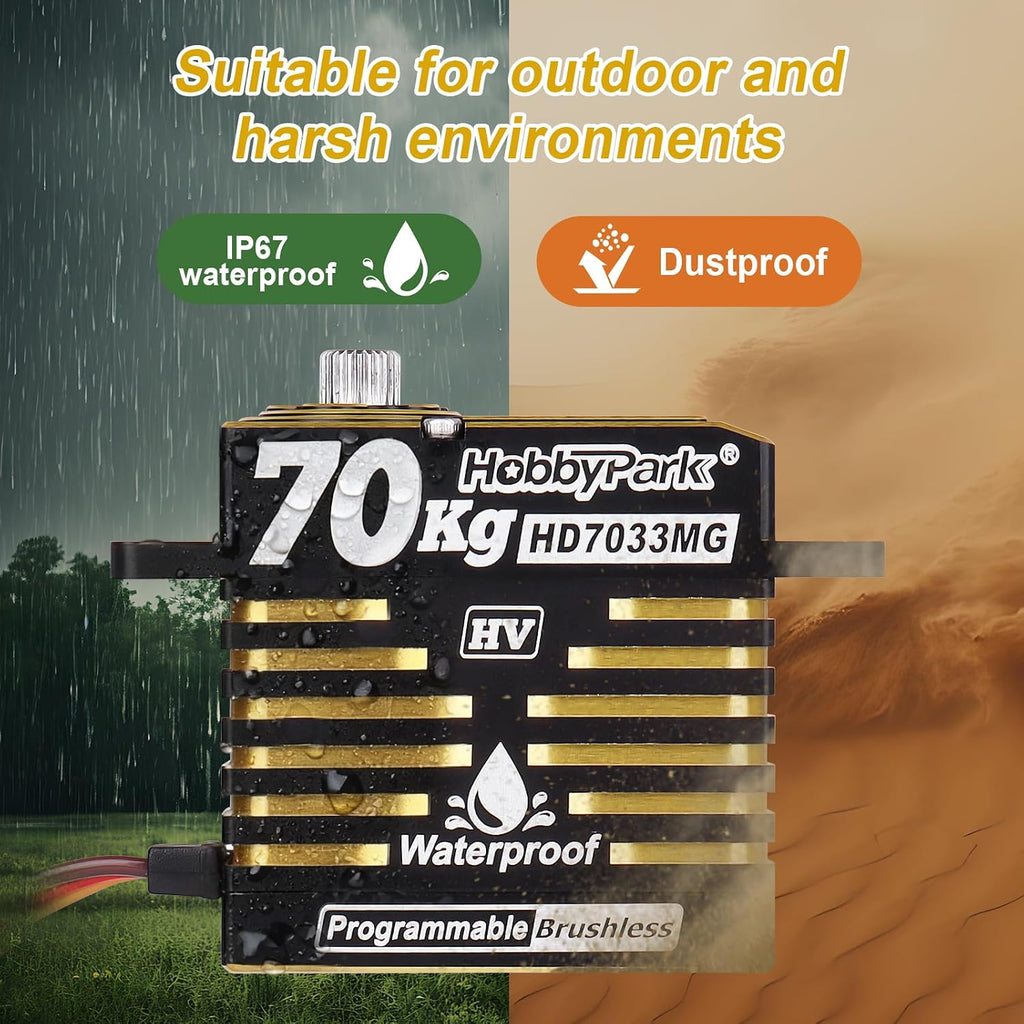 Waterproof 966oz-in 70KG Servo High Torque Servo Brushless Motor 8.4V HV Servo Metal Gear RC Servo Programmable for