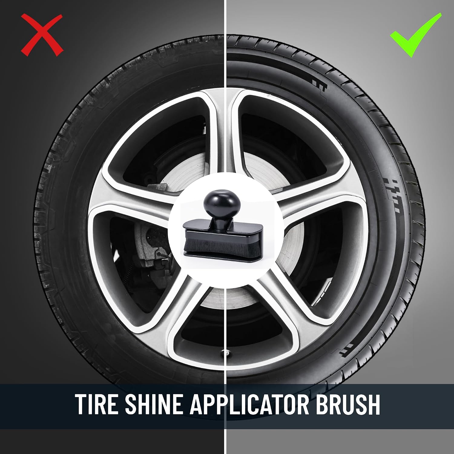 Car Tire Shine Applicator,Vegan Tire Shine Applicator with Curved Brush Head - Large Automotive Tire Dressing