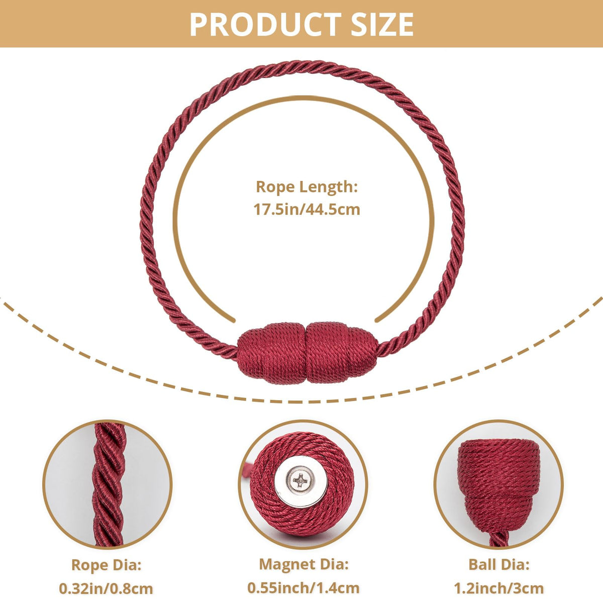 2 Pack Strong Magnetic Curtain Tiebacks Handmade Weave Side Rope Curtain Holdbacks Unique & Elegant Decorative