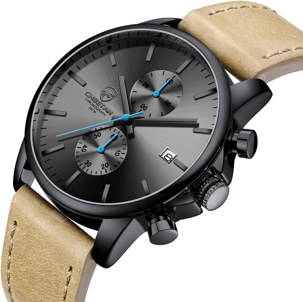 Mens Watch Fashion Sleek Minimalist Quartz Analog Mesh Stainless Steel Waterproof Chronograph Watches for Men with