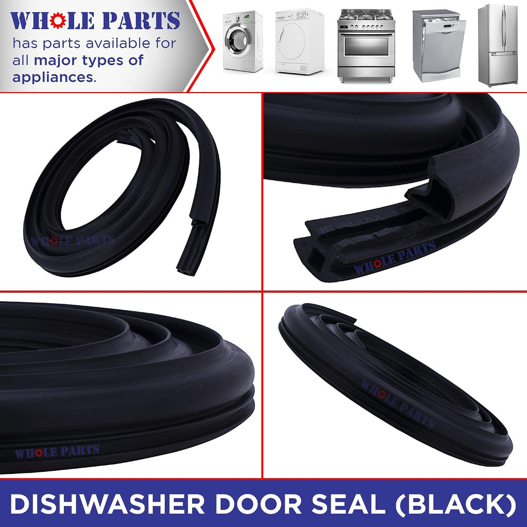 Whole Parts Upgraded Black Dishwasher Door Gasket Part# WP99003337