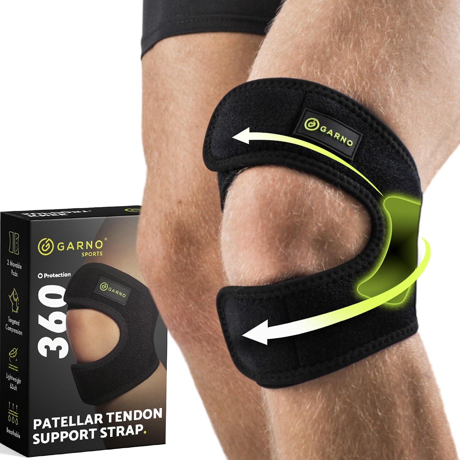 Patellar Tendon Support Strap, Knee Brace for Meniscus Tear, Patella Tendonitis, Arthritis, Adjustable Neoprene
