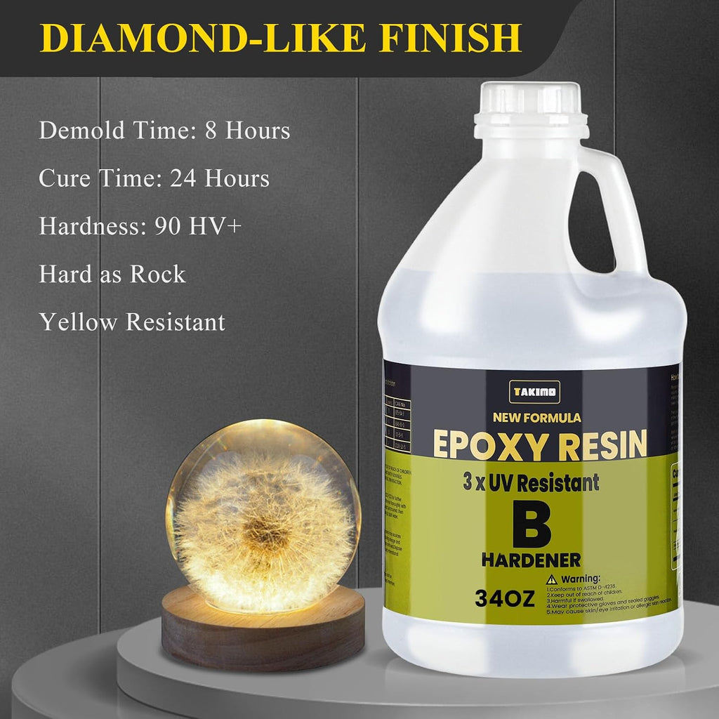 68OZ 3×UV Resistant Resin Kit,No Bubble & Crystal Clear Epoxy Resin for Coating, Casting, Table Top,DIY, Bar Top