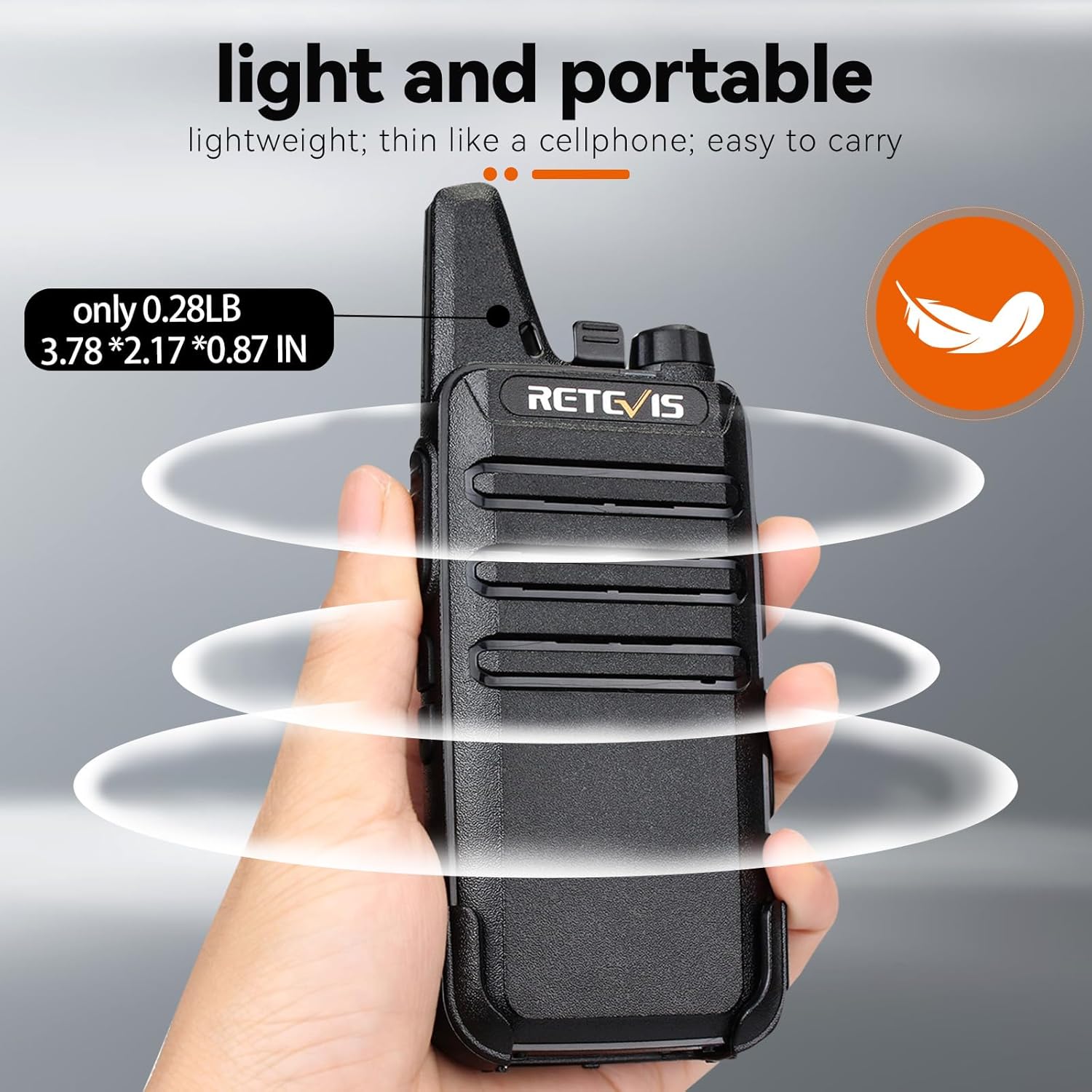 RT22 Compact & Lightweight FRS Walkie Talkies Long Range (4 Pack) | For Small Business, Camping, Hiking, Cruise, Safe