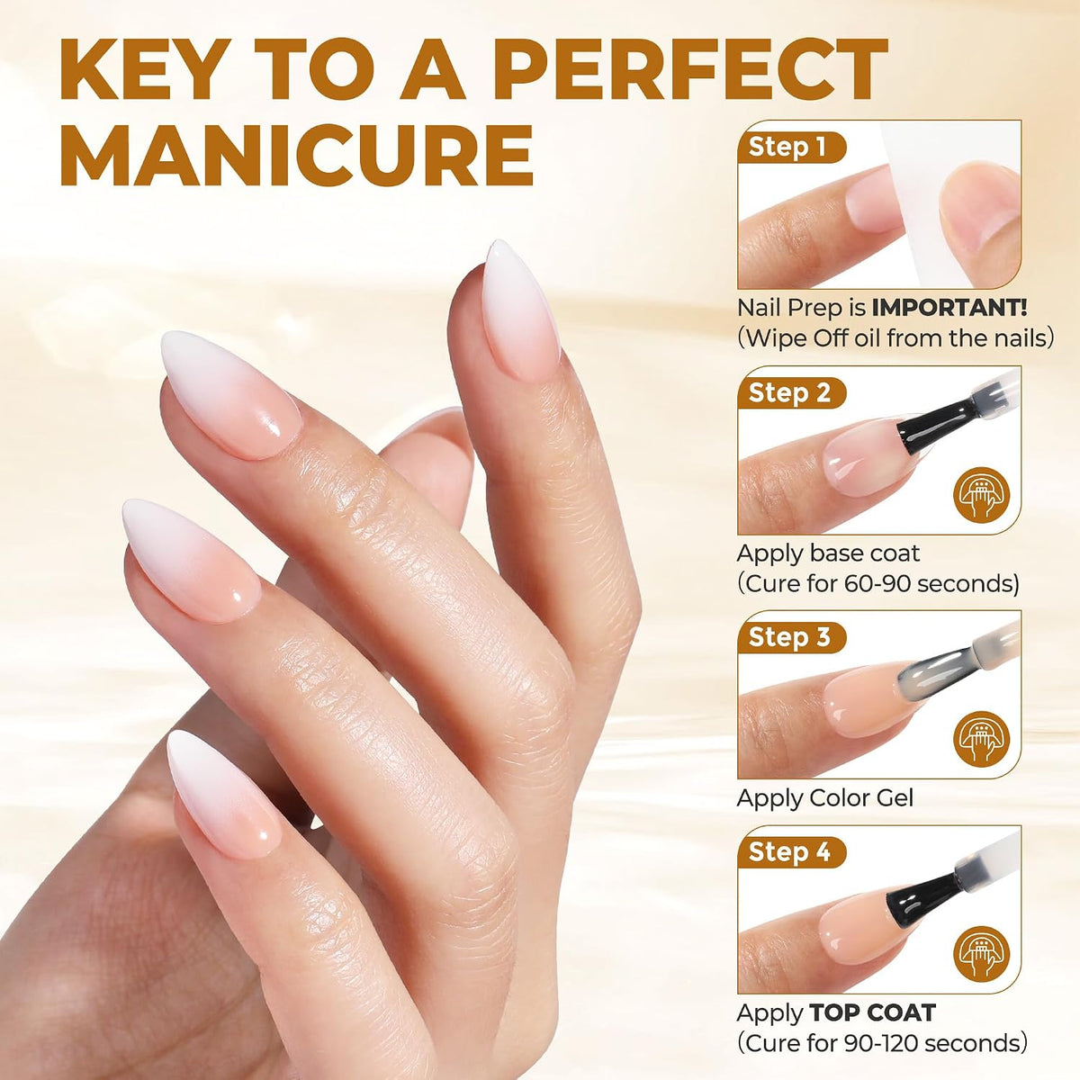 Gel Top Coat No Wipe 2PCS Ultra Shine Top Coat Gel Nail Polish