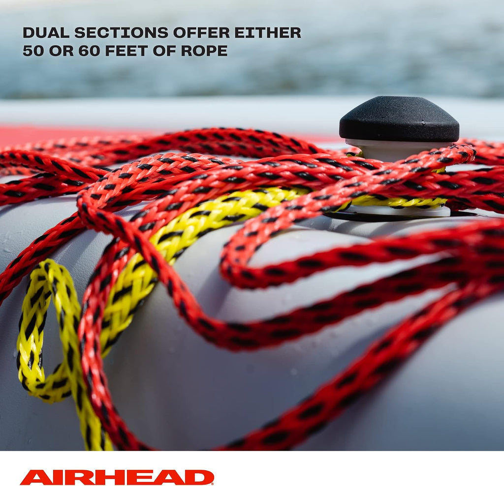 1-4 Person Tow Rope for Towable Tubes, 60 ft Heavy Duty 2-Section Boat Towline for Tubing, UV Resistant 16 Strand