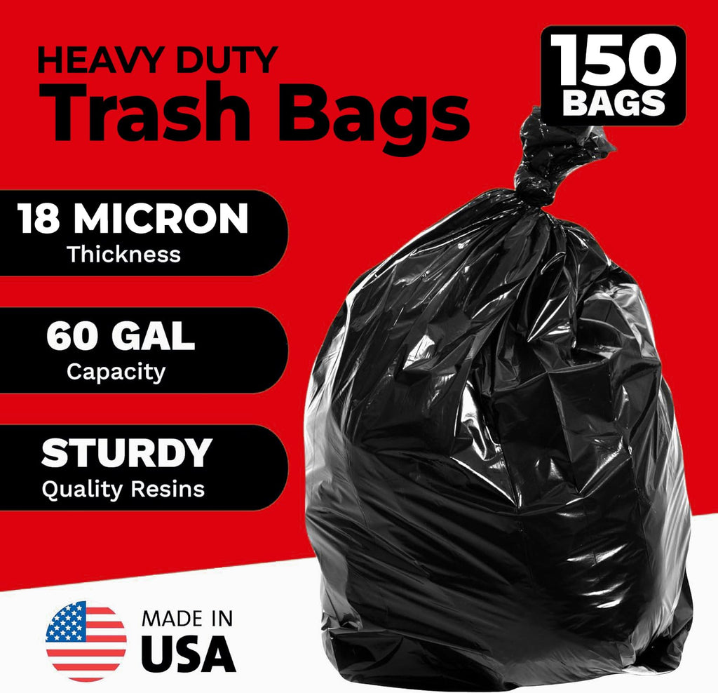 55-60 Gallon Contractor Trash Bags, 150 Count, Black