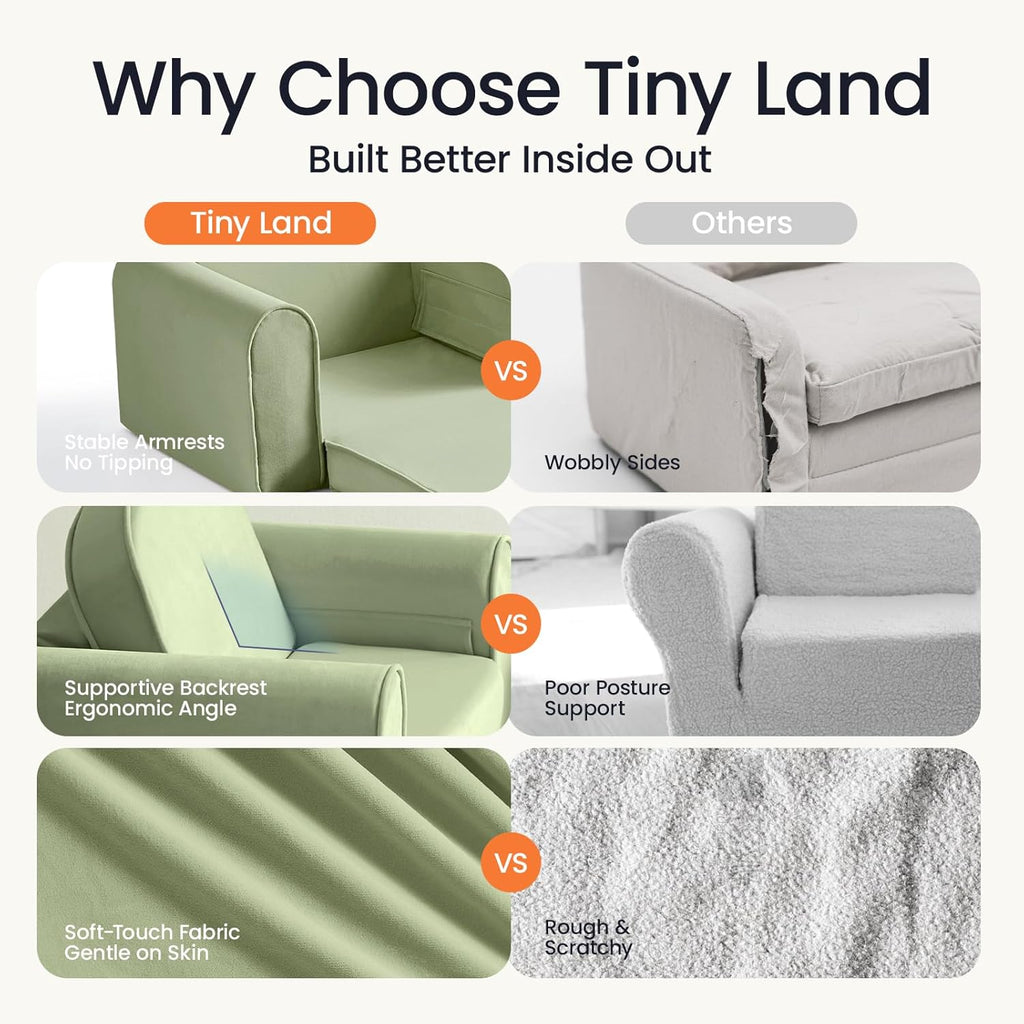 Kids Tent with Printed Mat，2-in-1 Foldable Kids Couch with Pockets