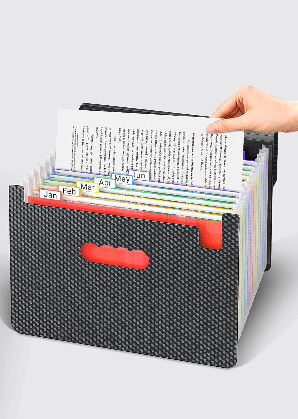 Expanding File Folders,Accordion File Organizer with Handle,13 Pockets Expandable Filing Folders,Tabs Included Filing