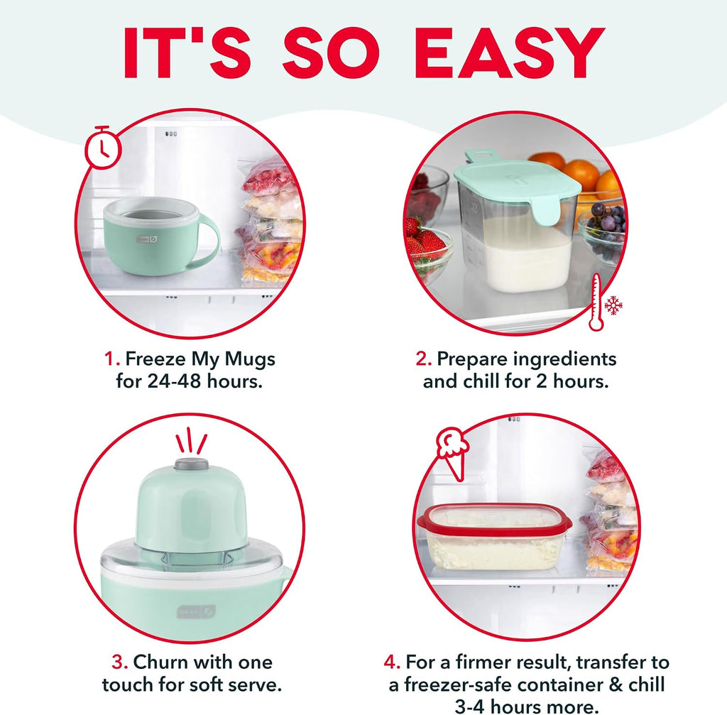 My Mug Ice Cream Maker Bundle, 2 Half-Pint Freezer Mugs, Aqua