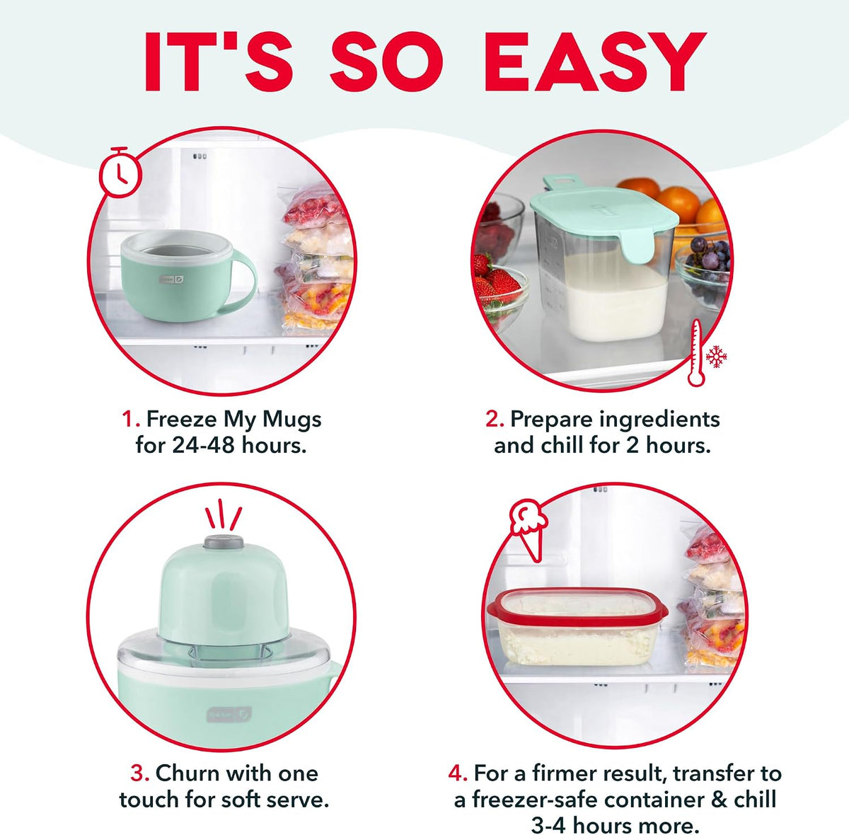 My Mug Ice Cream Maker Bundle, 2 Half-Pint Freezer Mugs, Aqua