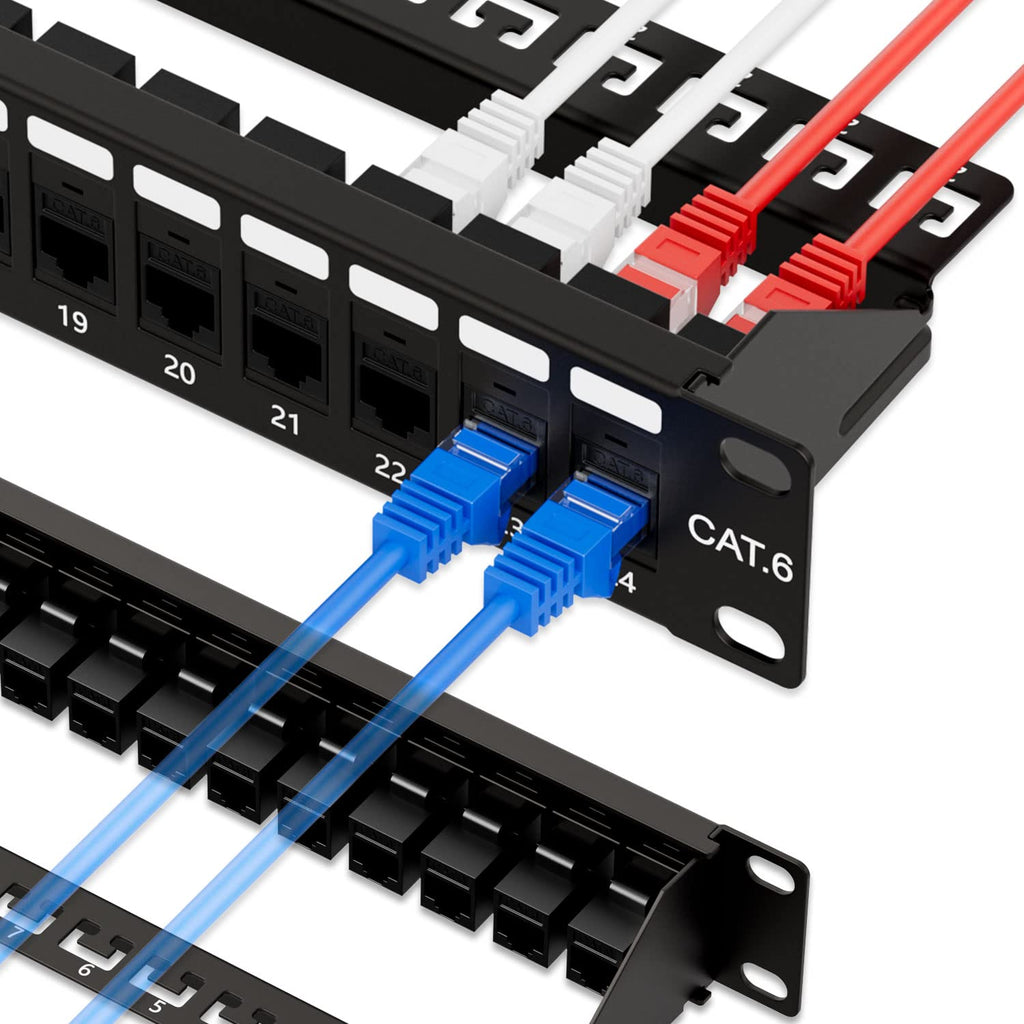 iwillink Patch Panel 24 Port, Cat6 Patch Panel UTP 19-Inch with Back Bar